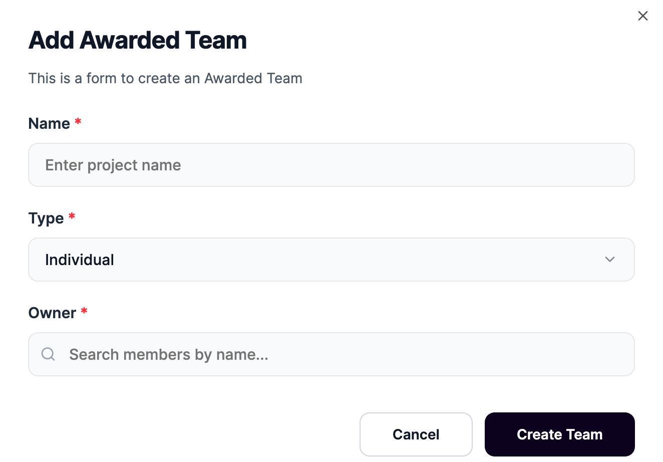 new awarded team