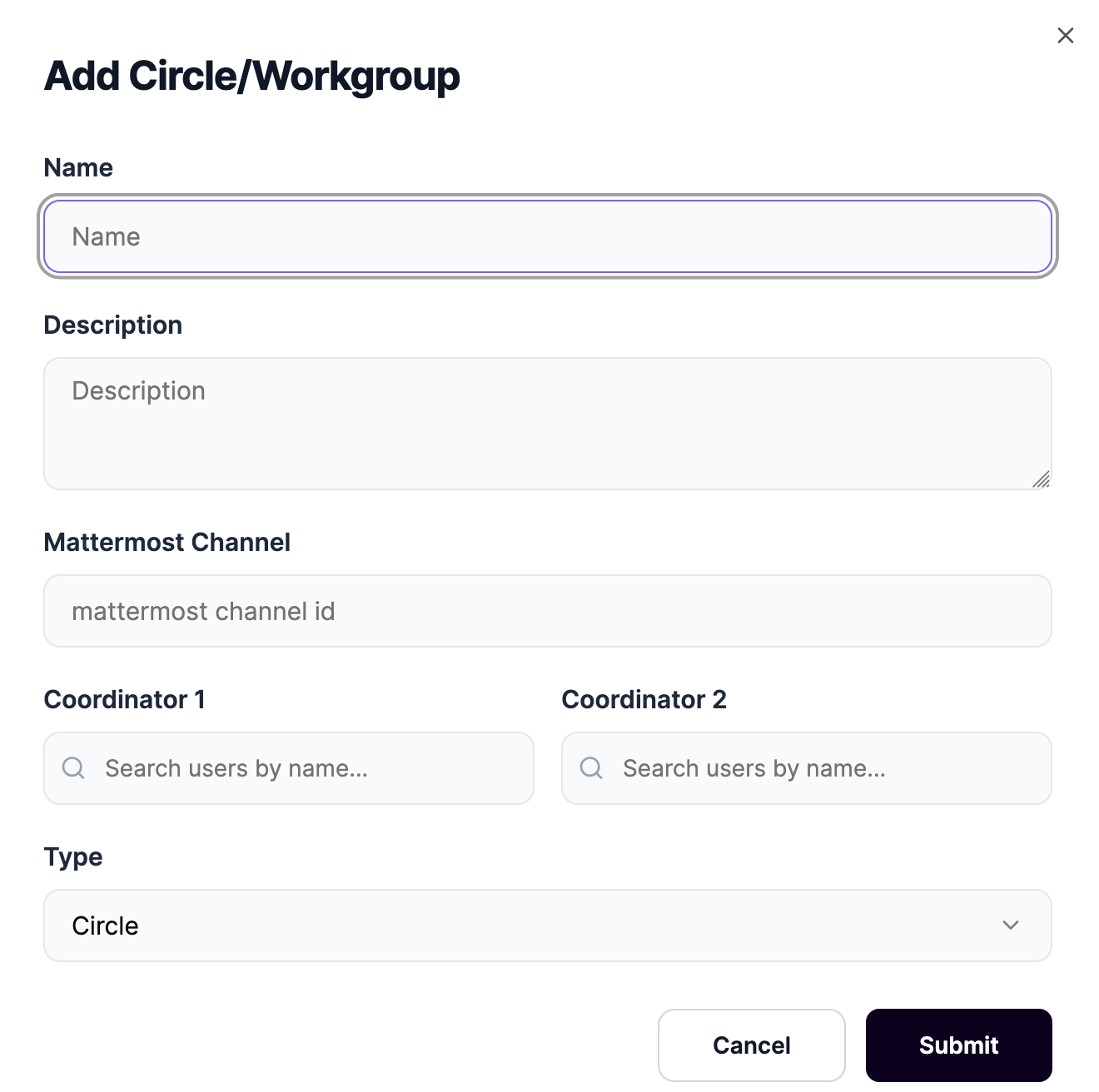 new circle/workgroup