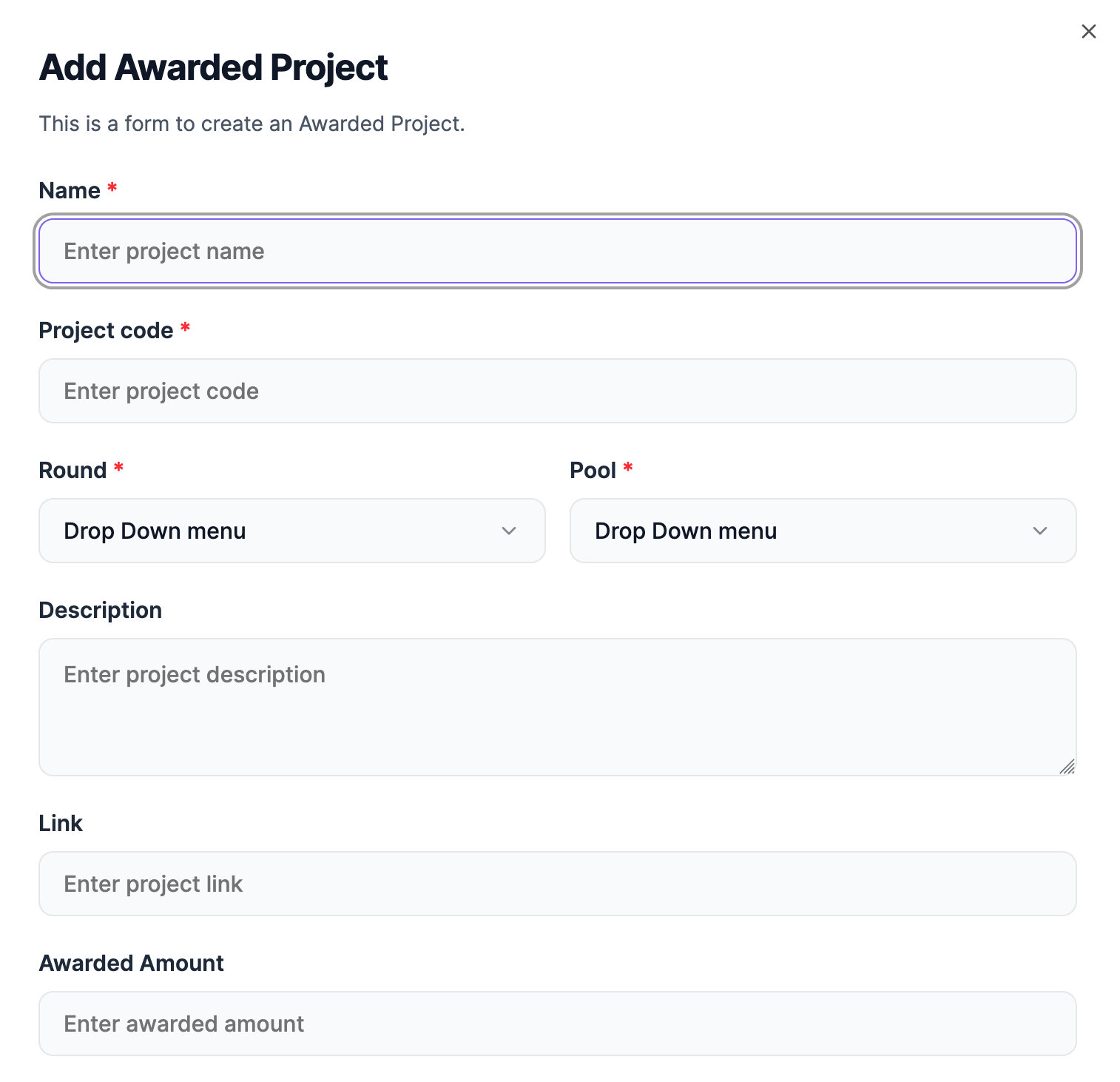 new awarded project
