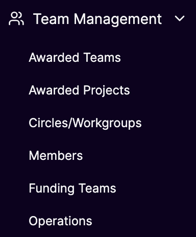 Team Management view